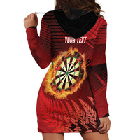 Personalised Darts New Zealand Hoodie Dress Silver Fern Red Color LT22 - Polynesian Pride