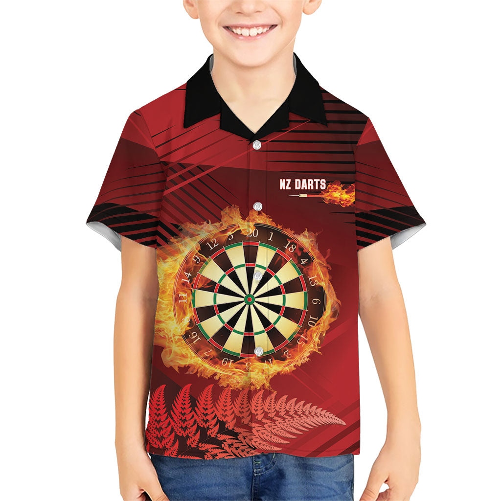 Personalised Darts New Zealand Kid Hawaiian Shirt Silver Fern Red Color