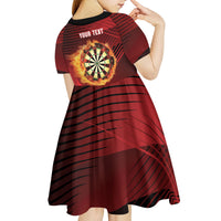 Personalised Darts New Zealand Kid Short Sleeve Dress Silver Fern Red Color