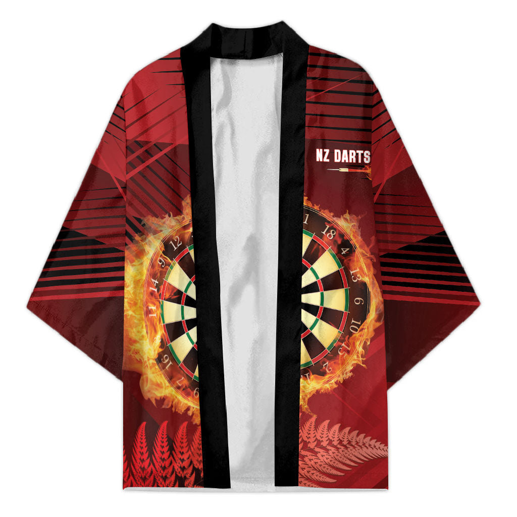 Personalised Darts New Zealand Kimono Silver Fern Red Color