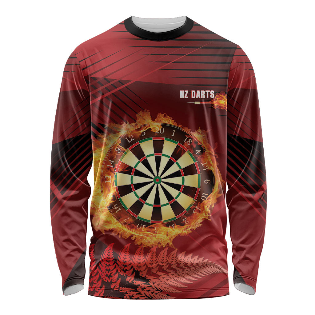 Personalised Darts New Zealand Long Sleeve Shirt Silver Fern Red Color