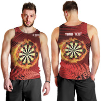 Personalised Darts New Zealand Men Tank Top Silver Fern Red Color
