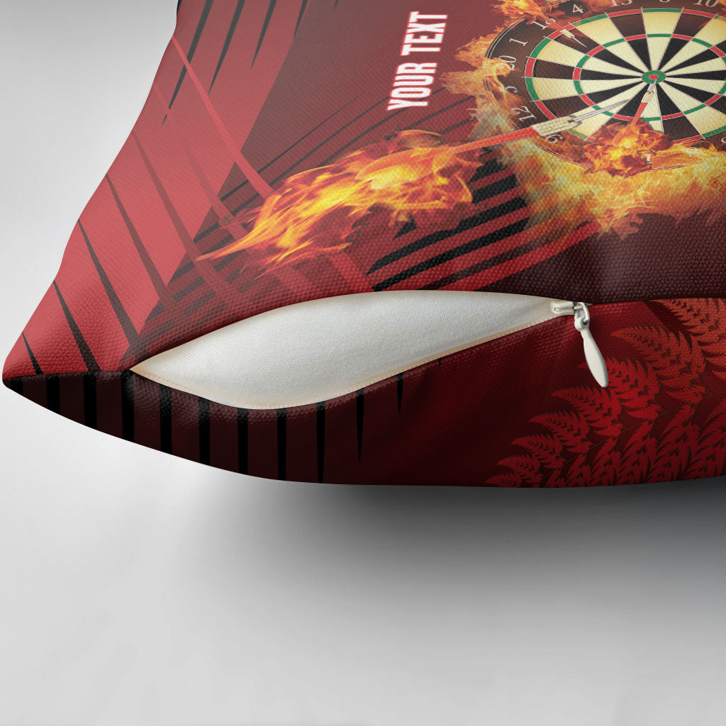 Personalised Darts New Zealand Pillow Cover Silver Fern Red Color