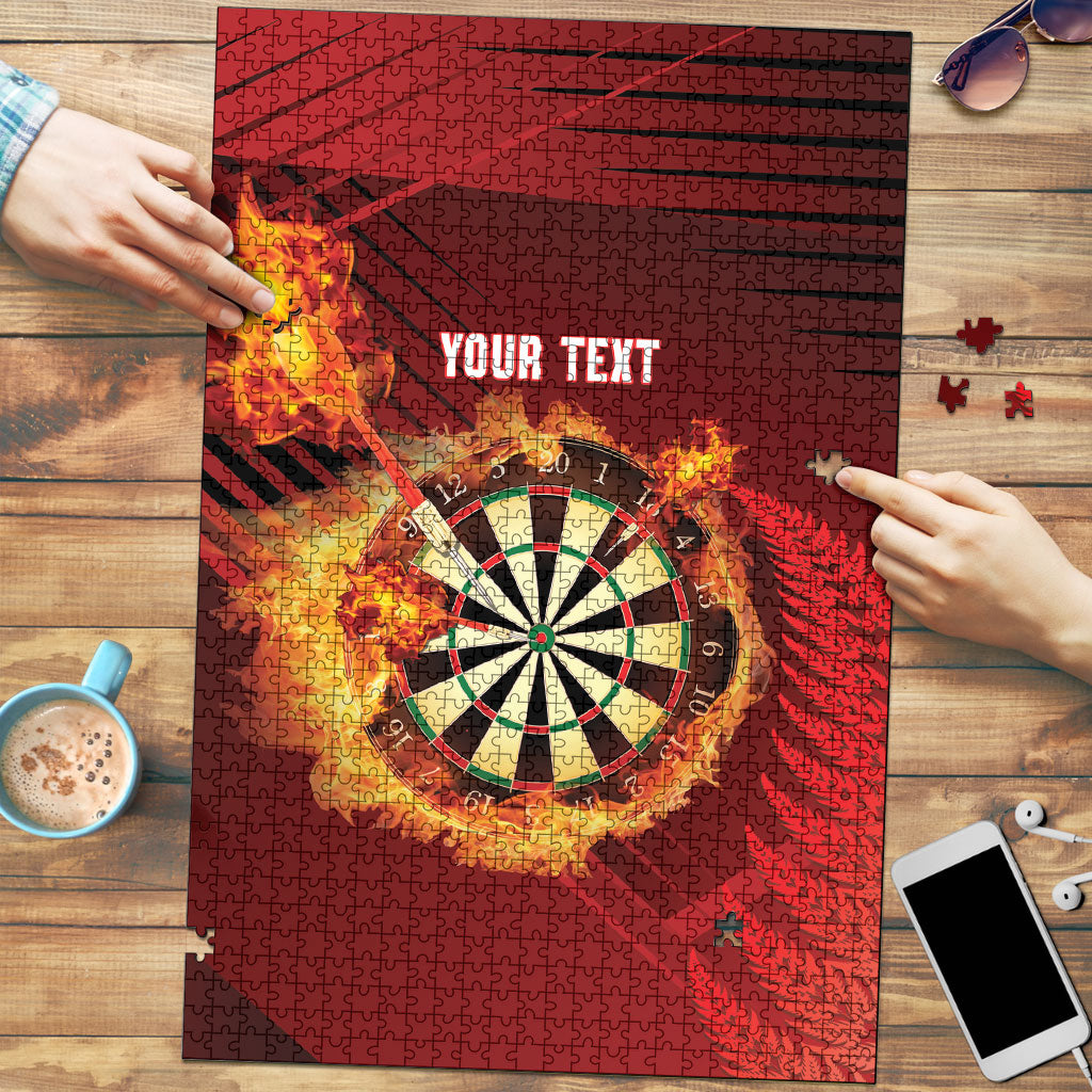 Personalised Darts New Zealand Puzzle Silver Fern Red Color
