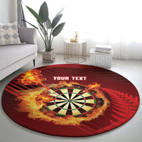 Personalised Darts New Zealand Round Carpet Silver Fern Red Color