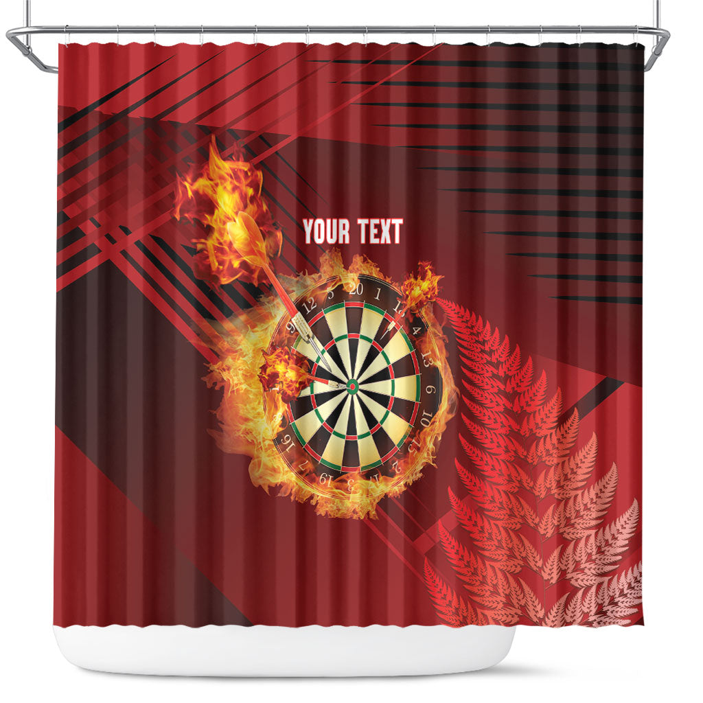 Personalised Darts New Zealand Shower Curtain Silver Fern Red Color