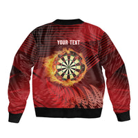 Personalised Darts New Zealand Sleeve Zip Bomber Jacket Silver Fern Red Color