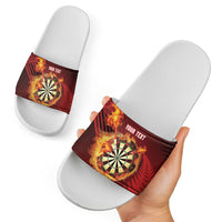 Personalised Darts New Zealand Slide Sandals Silver Fern Red Color
