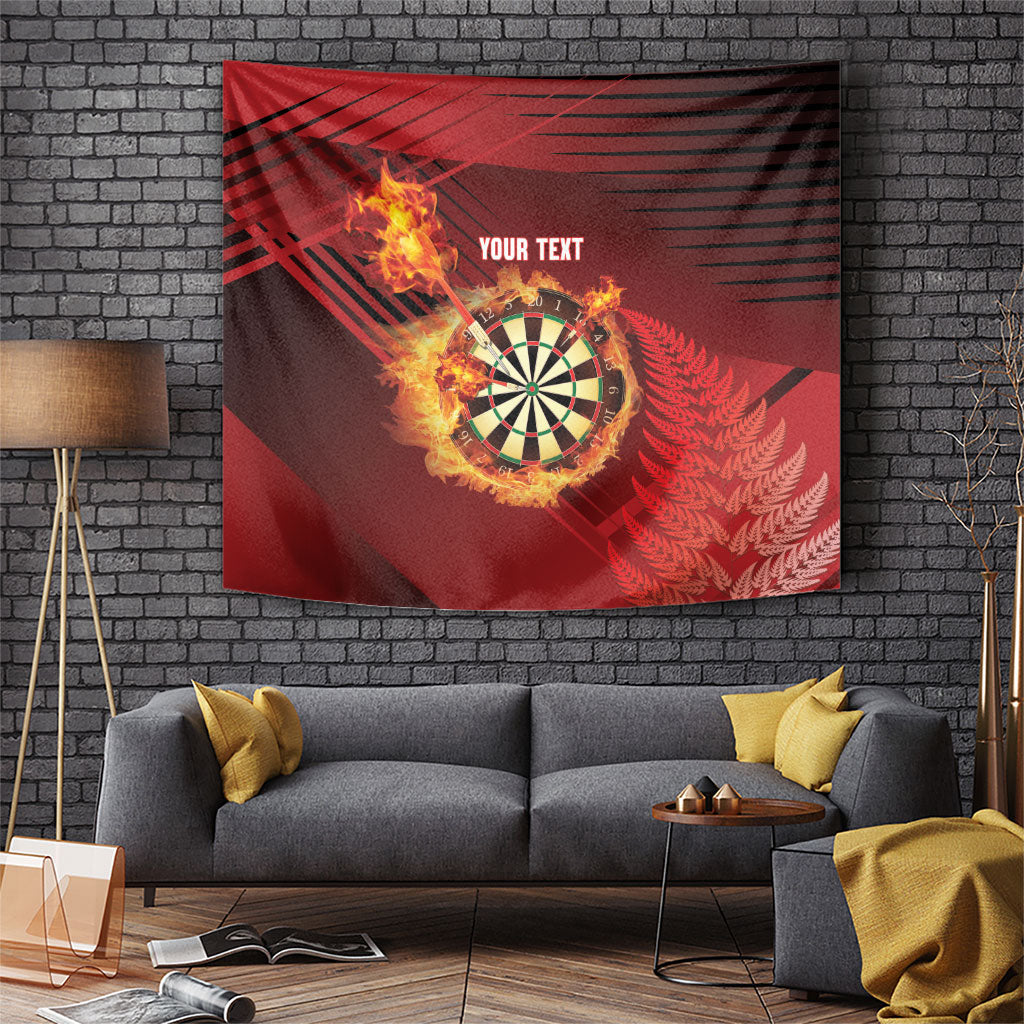 Personalised Darts New Zealand Tapestry Silver Fern Red Color