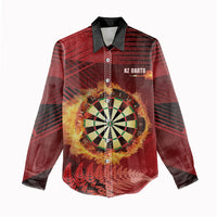 Personalised Darts New Zealand Women Casual Shirt Silver Fern Red Color LT22 - Polynesian Pride