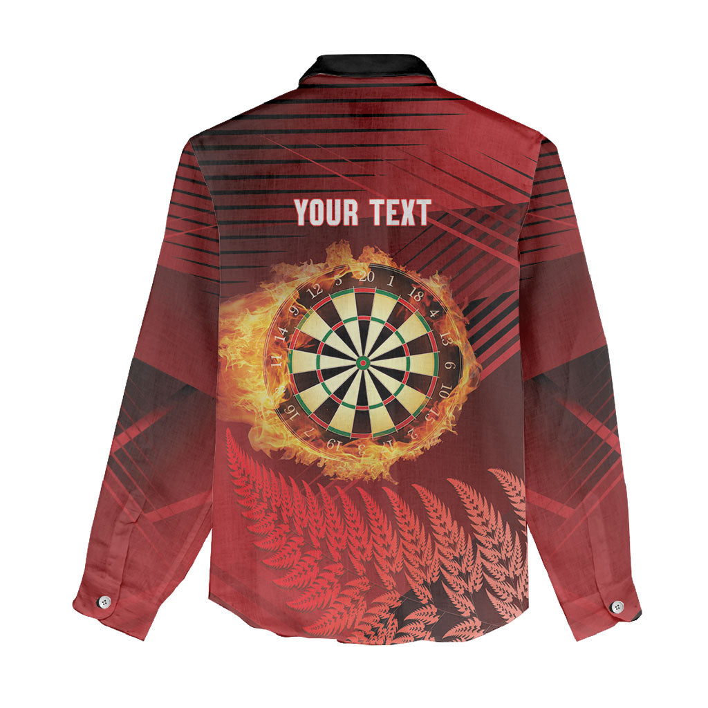 Personalised Darts New Zealand Women Casual Shirt Silver Fern Red Color LT22 - Polynesian Pride