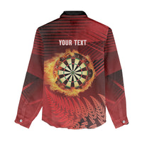 Personalised Darts New Zealand Women Casual Shirt Silver Fern Red Color LT22 - Polynesian Pride