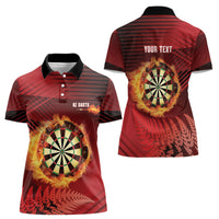 Personalised Darts New Zealand Women Polo Shirt Silver Fern Red Color