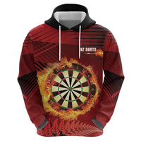 Personalised Darts New Zealand Zip Hoodie Silver Fern Red Color