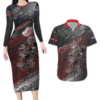 Personalised Cycling New Zealand Couples Matching Long Sleeve Bodycon Dress and Hawaiian Shirt Aotearoa Pride Sportswear LT22 Red - Polynesian Pride