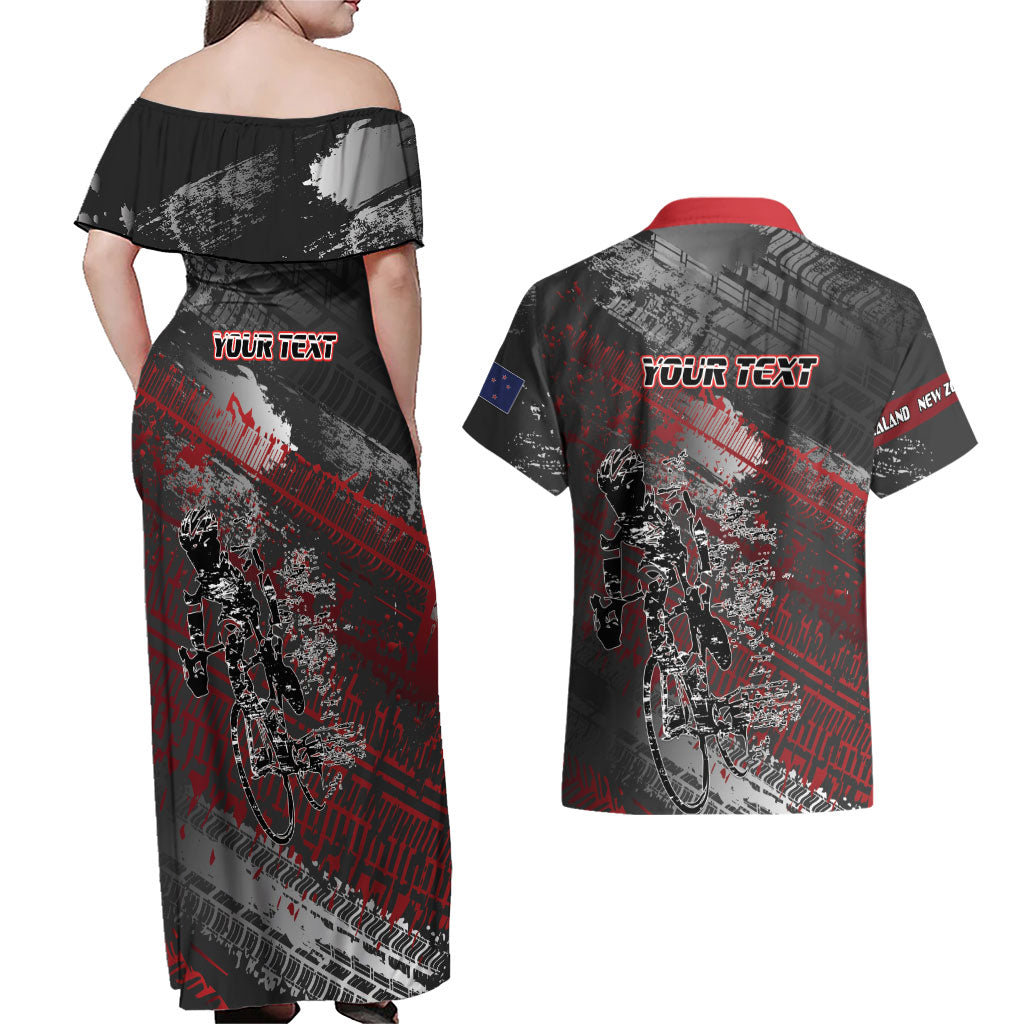 Personalised Cycling New Zealand Couples Matching Off Shoulder Maxi Dress and Hawaiian Shirt Aotearoa Pride Sportswear LT22 - Polynesian Pride