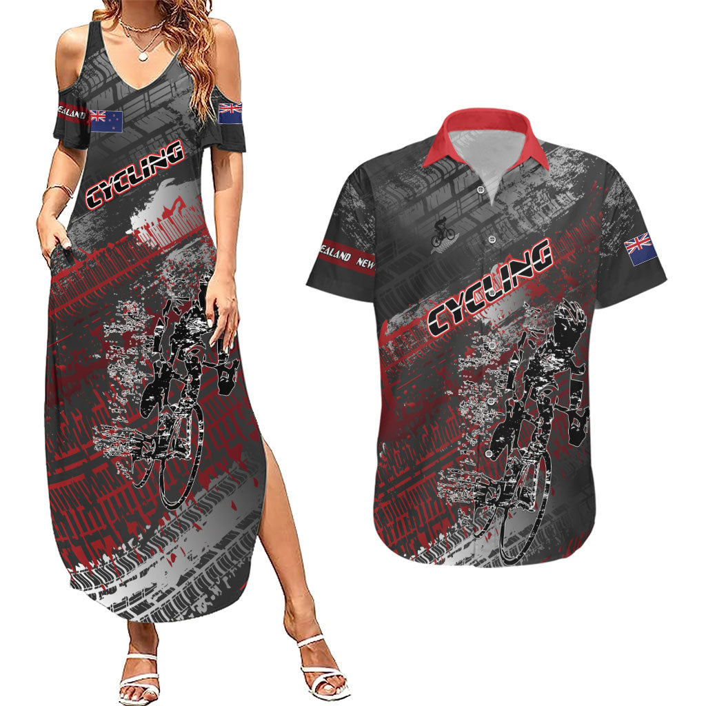 Personalised Cycling New Zealand Couples Matching Summer Maxi Dress and Hawaiian Shirt Aotearoa Pride Sportswear LT22 Red - Polynesian Pride