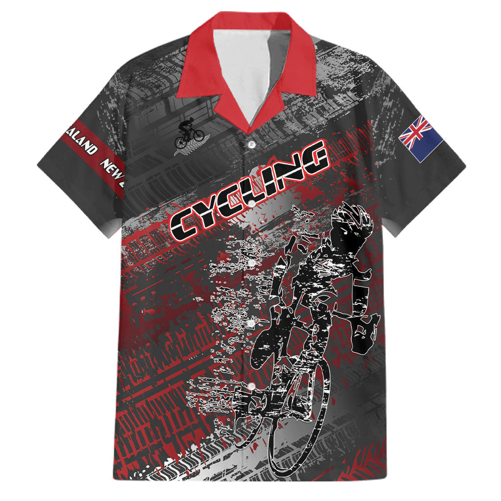 Personalised Cycling New Zealand Family Matching Short Sleeve Bodycon Dress and Hawaiian Shirt Aotearoa Pride Sportswear LT22 Dad's Shirt - Short Sleeve Red - Polynesian Pride