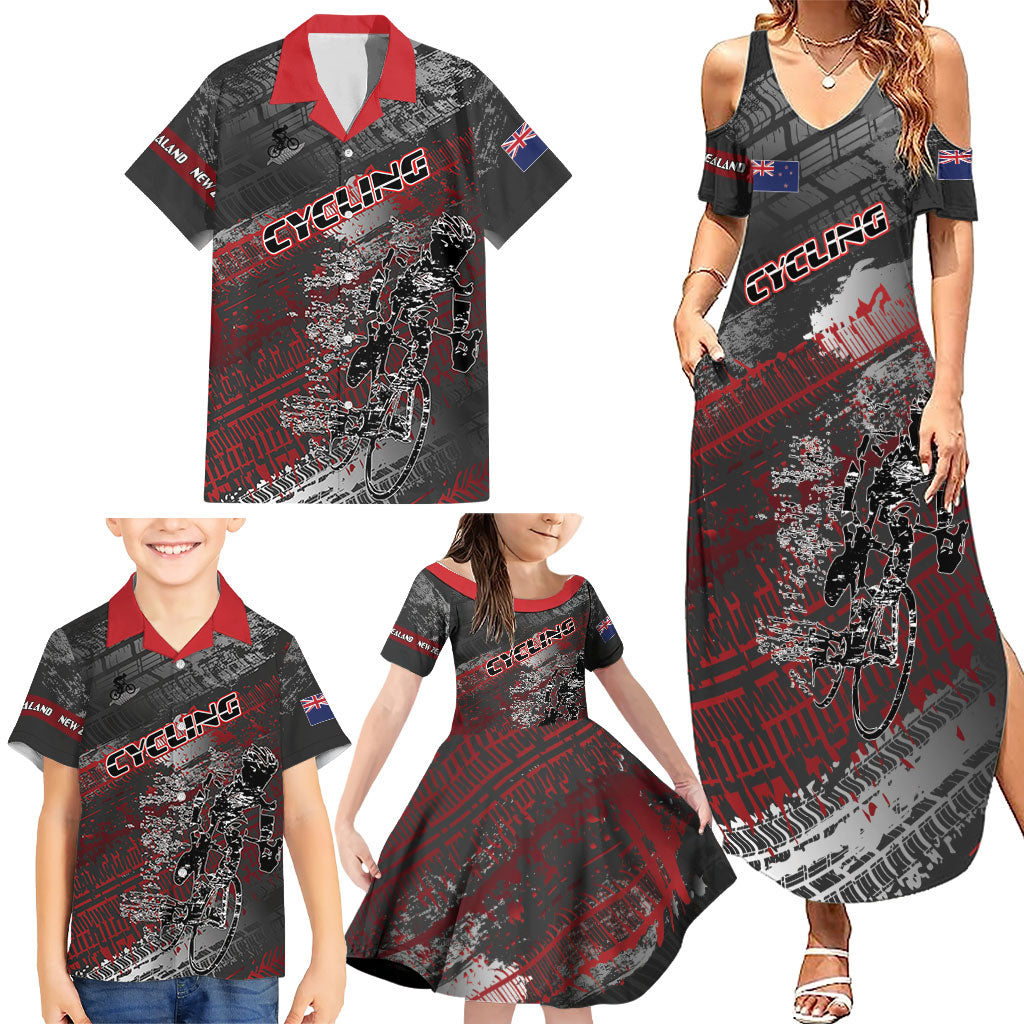 Personalised Cycling New Zealand Family Matching Summer Maxi Dress and Hawaiian Shirt Aotearoa Pride Sportswear
