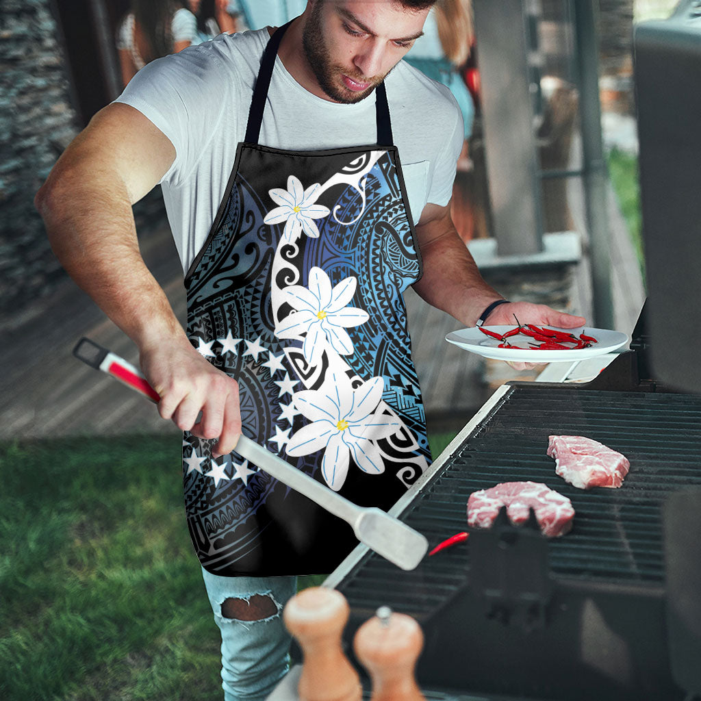 Cook Islands Maori Language Week Apron Tiare Maori Kuki Airani Blue Pattern