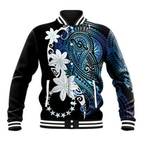 Cook Islands Maori Language Week Baseball Jacket Tiare Maori Kuki Airani Blue Pattern