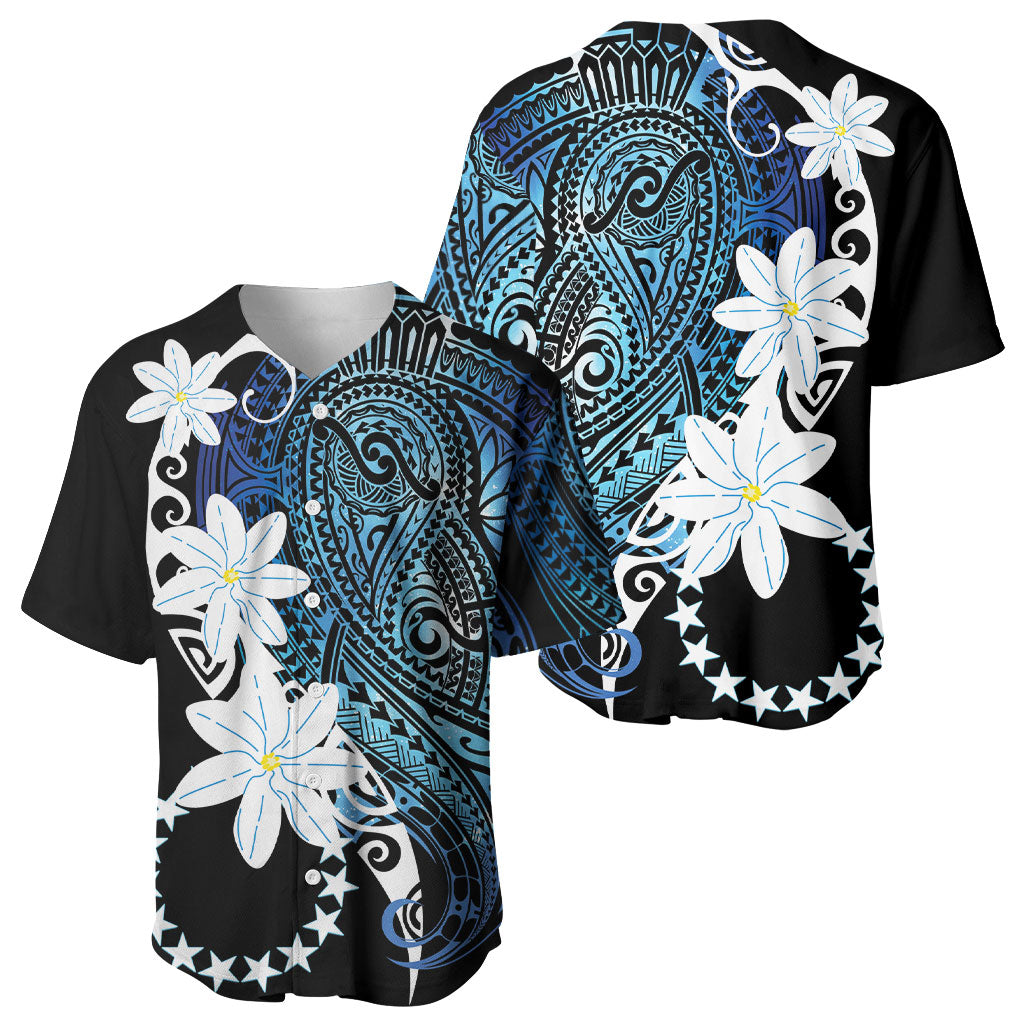 Cook Islands Maori Language Week Baseball Jersey Tiare Maori Kuki Airani Blue Pattern