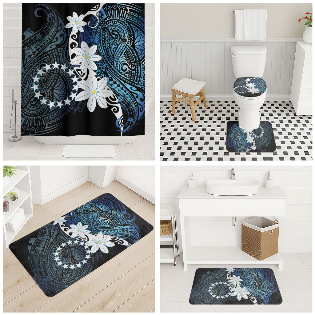 Cook Islands Maori Language Week Bathroom Set Tiare Maori Kuki Airani Blue Pattern
