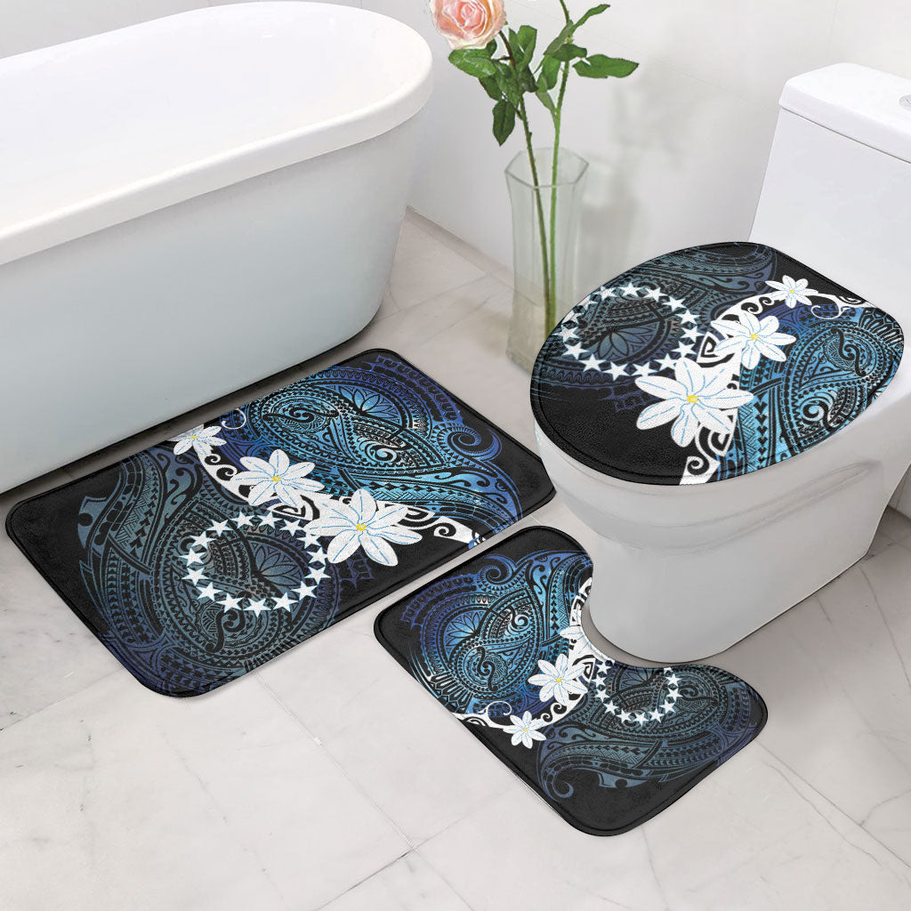 Cook Islands Maori Language Week Bathroom Set Tiare Maori Kuki Airani Blue Pattern