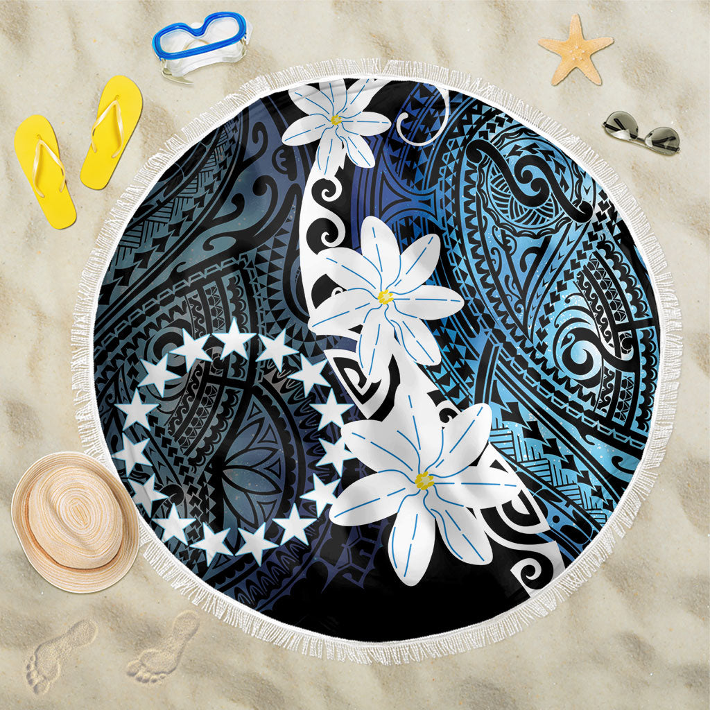Cook Islands Maori Language Week Beach Blanket Tiare Maori Kuki Airani Blue Pattern