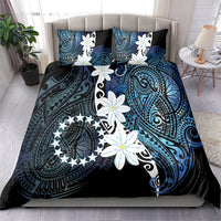 Cook Islands Maori Language Week Bedding Set Tiare Maori Kuki Airani Blue Pattern