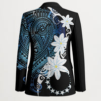 Cook Islands Maori Language Week Blazer Tiare Maori Kuki Airani Blue Pattern