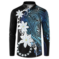 Cook Islands Maori Language Week Button Sweatshirt Tiare Maori Kuki Airani Blue Pattern