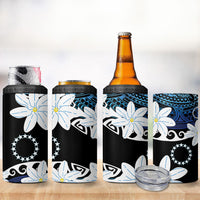 Cook Islands Maori Language Week 4 in 1 Can Cooler Tumbler Tiare Maori Kuki Airani Blue Pattern