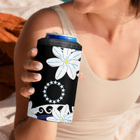 Cook Islands Maori Language Week 4 in 1 Can Cooler Tumbler Tiare Maori Kuki Airani Blue Pattern