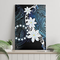 Cook Islands Maori Language Week Canvas Wall Art Tiare Maori Kuki Airani Blue Pattern