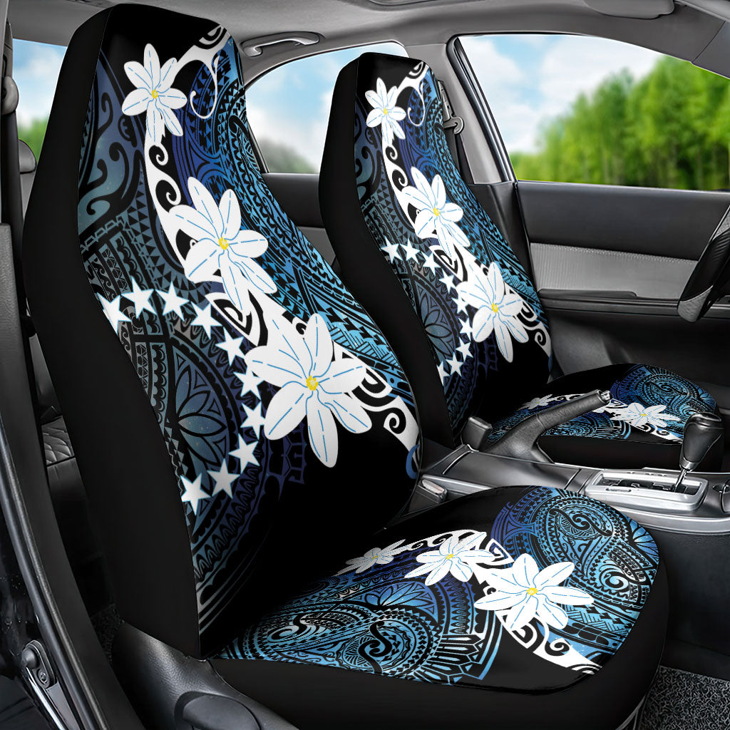 Cook Islands Maori Language Week Car Seat Cover Tiare Maori Kuki Airani Blue Pattern