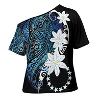 Cook Islands Maori Language Week Cross Shoulder Shirt Tiare Maori Kuki Airani Blue Pattern