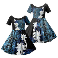 Cook Islands Maori Language Week Family Matching Mermaid Dress and Hawaiian Shirt Tiare Maori Kuki Airani Blue Pattern