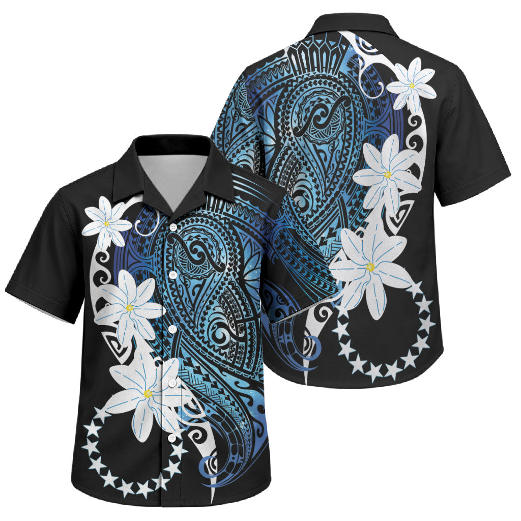 Cook Islands Maori Language Week Family Matching Mermaid Dress and Hawaiian Shirt Tiare Maori Kuki Airani Blue Pattern