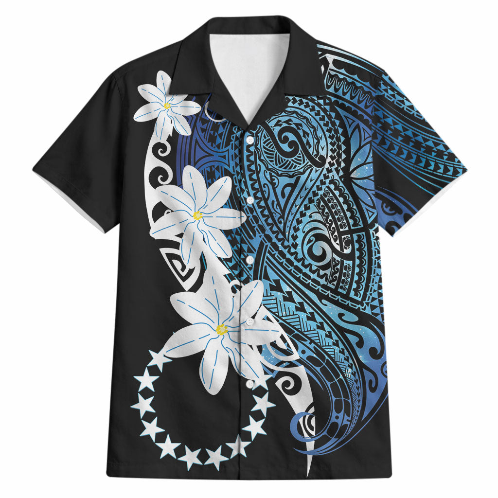 Cook Islands Maori Language Week Hawaiian Shirt Tiare Maori Kuki Airani Blue Pattern
