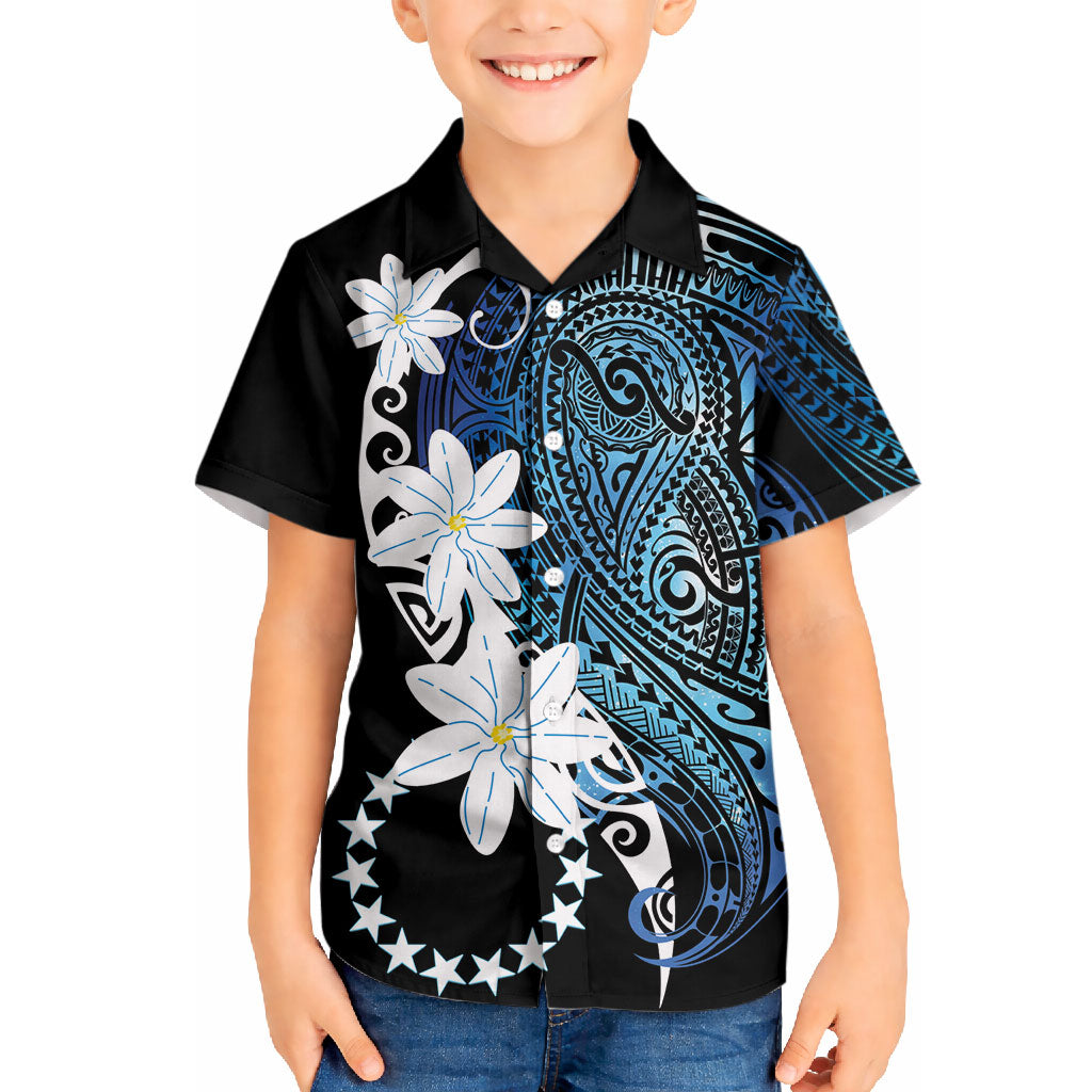 Cook Islands Maori Language Week Hawaiian Shirt Tiare Maori Kuki Airani Blue Pattern