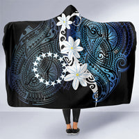 Cook Islands Maori Language Week Hooded Blanket Tiare Maori Kuki Airani Blue Pattern