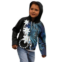 Cook Islands Maori Language Week Kid Hoodie Tiare Maori Kuki Airani Blue Pattern