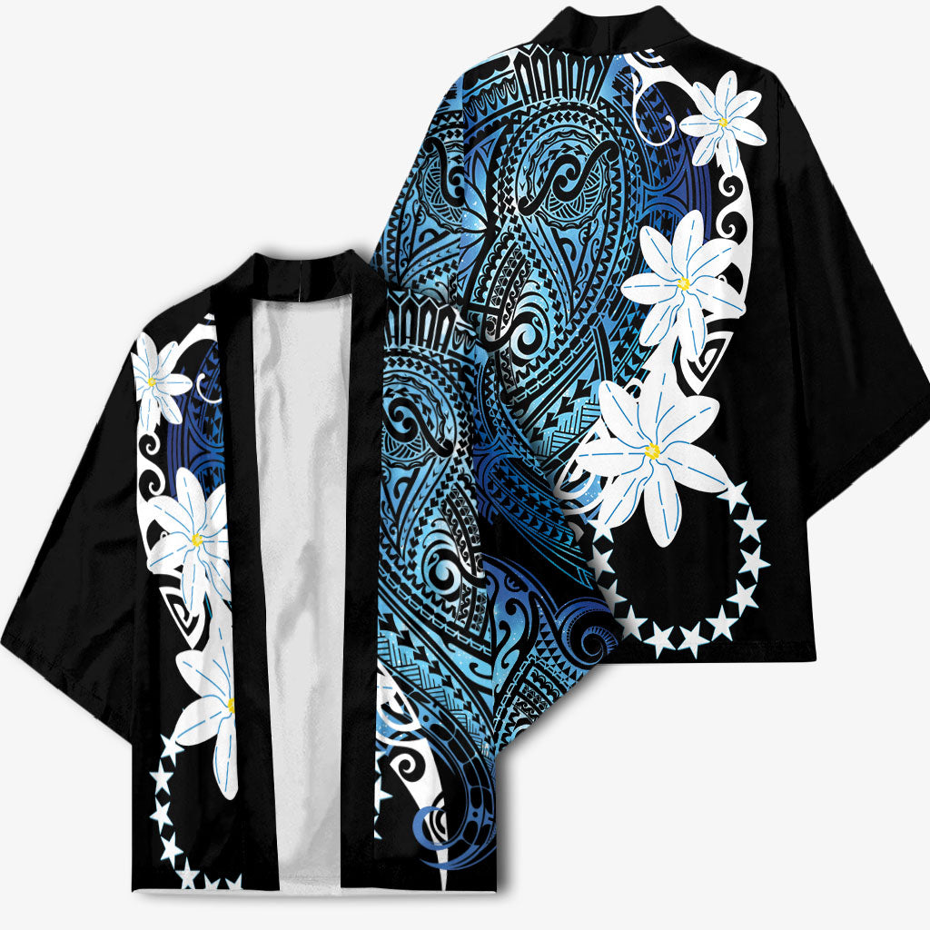 Cook Islands Maori Language Week Kimono Tiare Maori Kuki Airani Blue Pattern