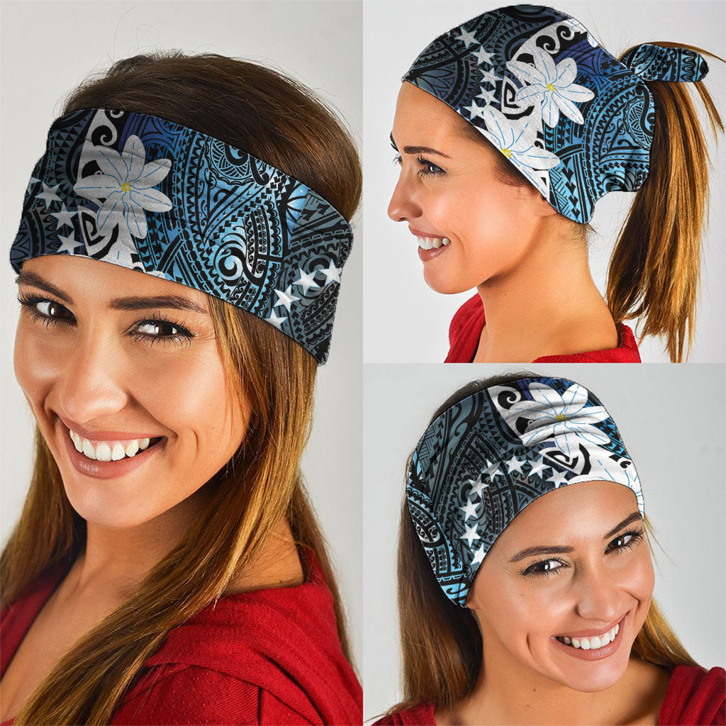 Cook Islands Maori Language Week Neck Gaiter Tiare Maori Kuki Airani Blue Pattern