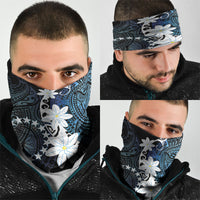 Cook Islands Maori Language Week Neck Gaiter Tiare Maori Kuki Airani Blue Pattern