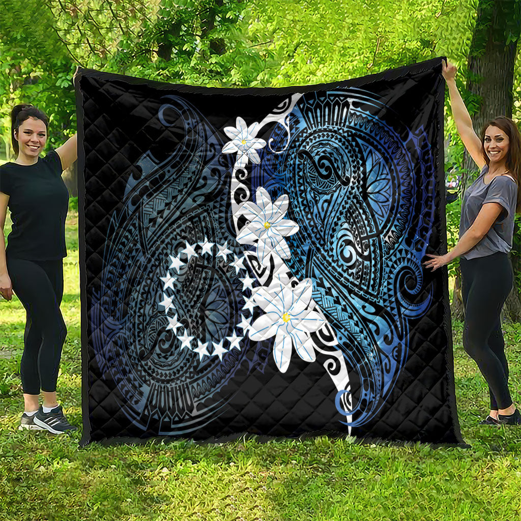 Cook Islands Maori Language Week Quilt Tiare Maori Kuki Airani Blue Pattern