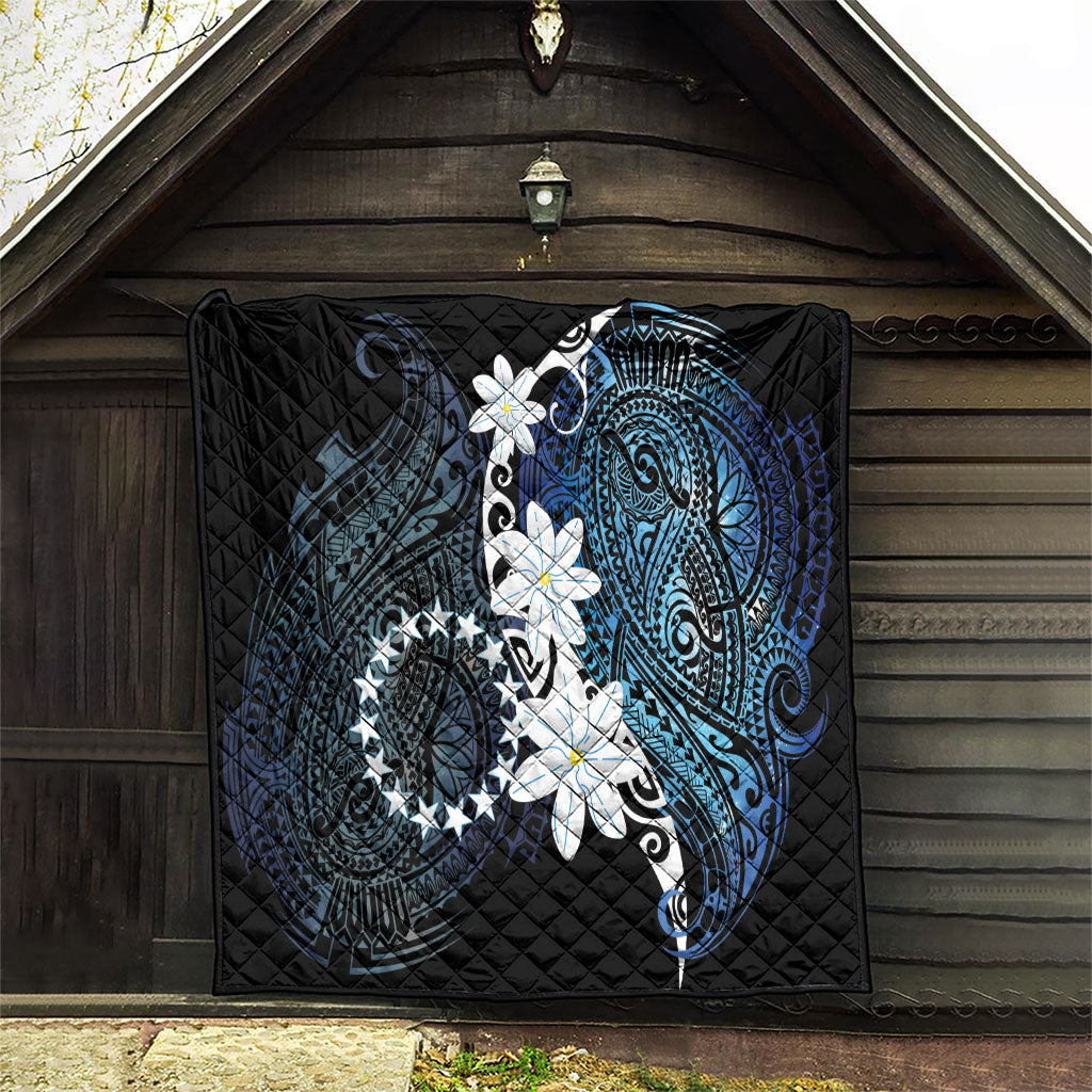 Cook Islands Maori Language Week Quilt Tiare Maori Kuki Airani Blue Pattern