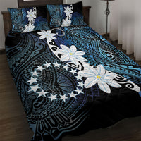 Cook Islands Maori Language Week Quilt Bed Set Tiare Maori Kuki Airani Blue Pattern
