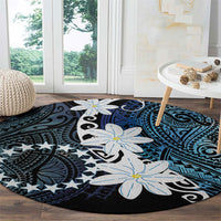 Cook Islands Maori Language Week Round Carpet Tiare Maori Kuki Airani Blue Pattern